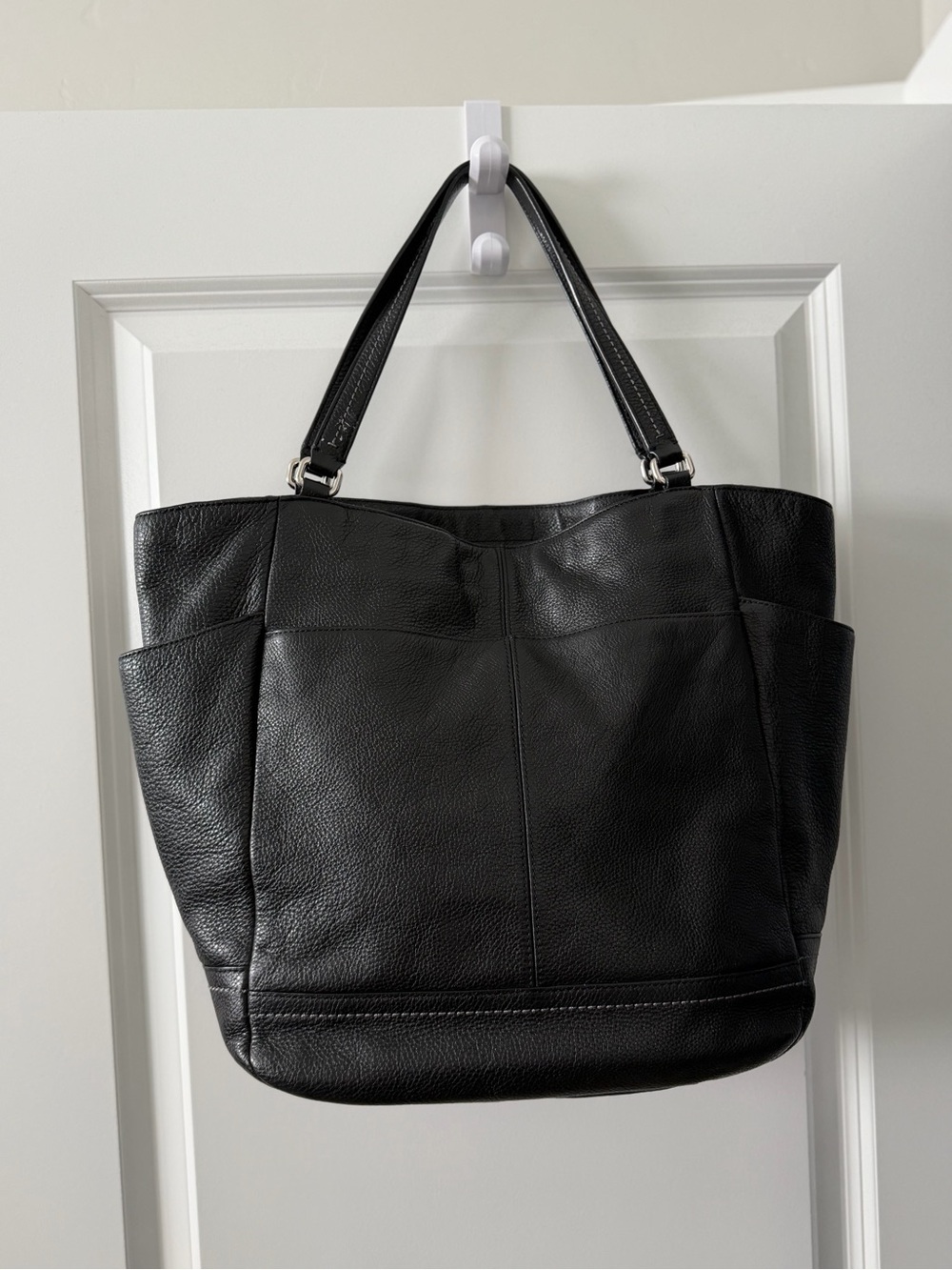 Coach Park Carrie Pebble Black Leather Large Tote Shoulder Bag - Picture 4 of 9